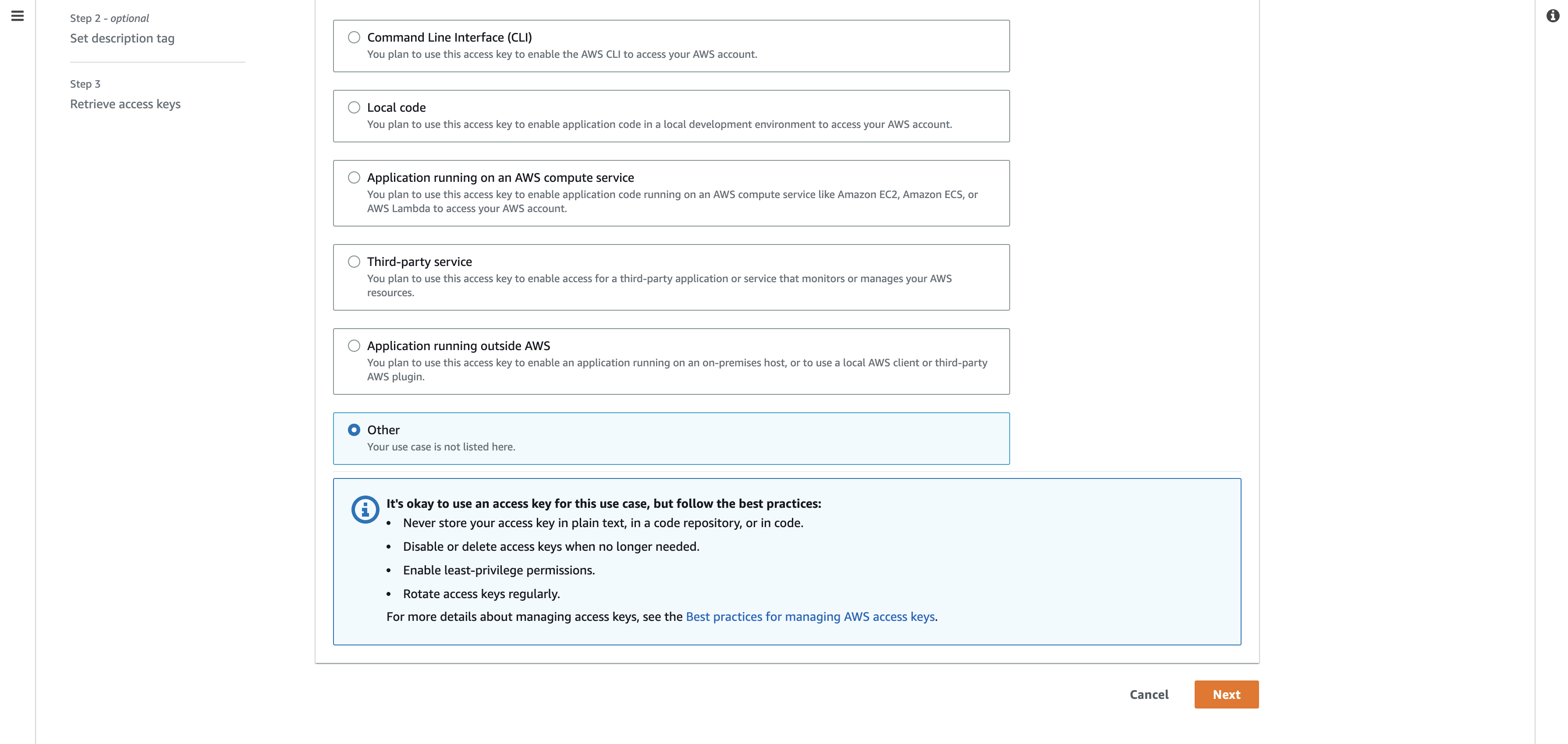 AWS IAM User - Access Key Type